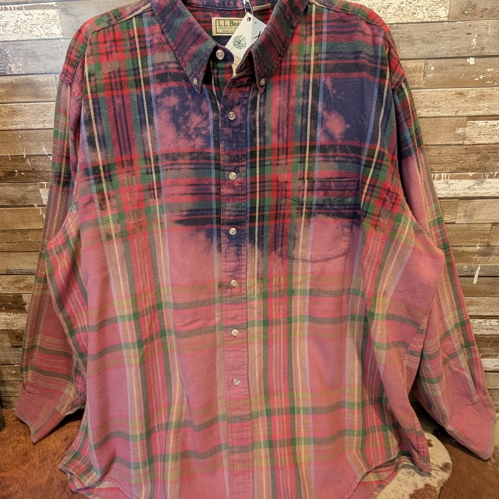 Incubus Graphic Upcycled Dip Dye Bleached Flannel Shirt - Picture 10 of 14